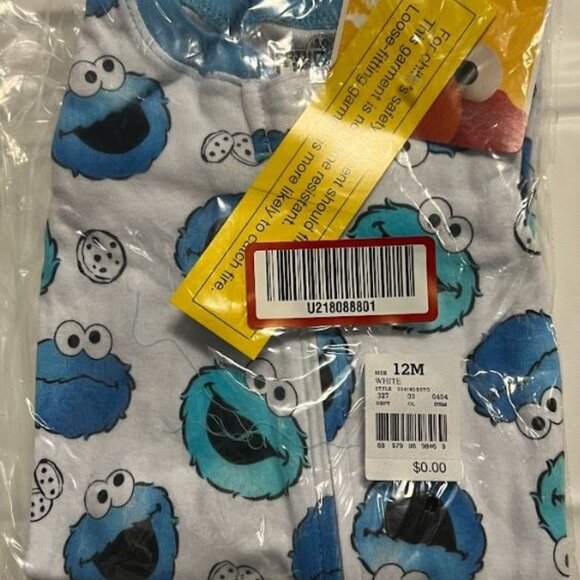 Sesame Street Boys' Cookie Monster Snug Fit Union Onesie 12M - Picture 2 of 3